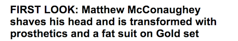 Illustration for article titled Committed Actor Matthew McConaughey Goes Bald for a Movie Role